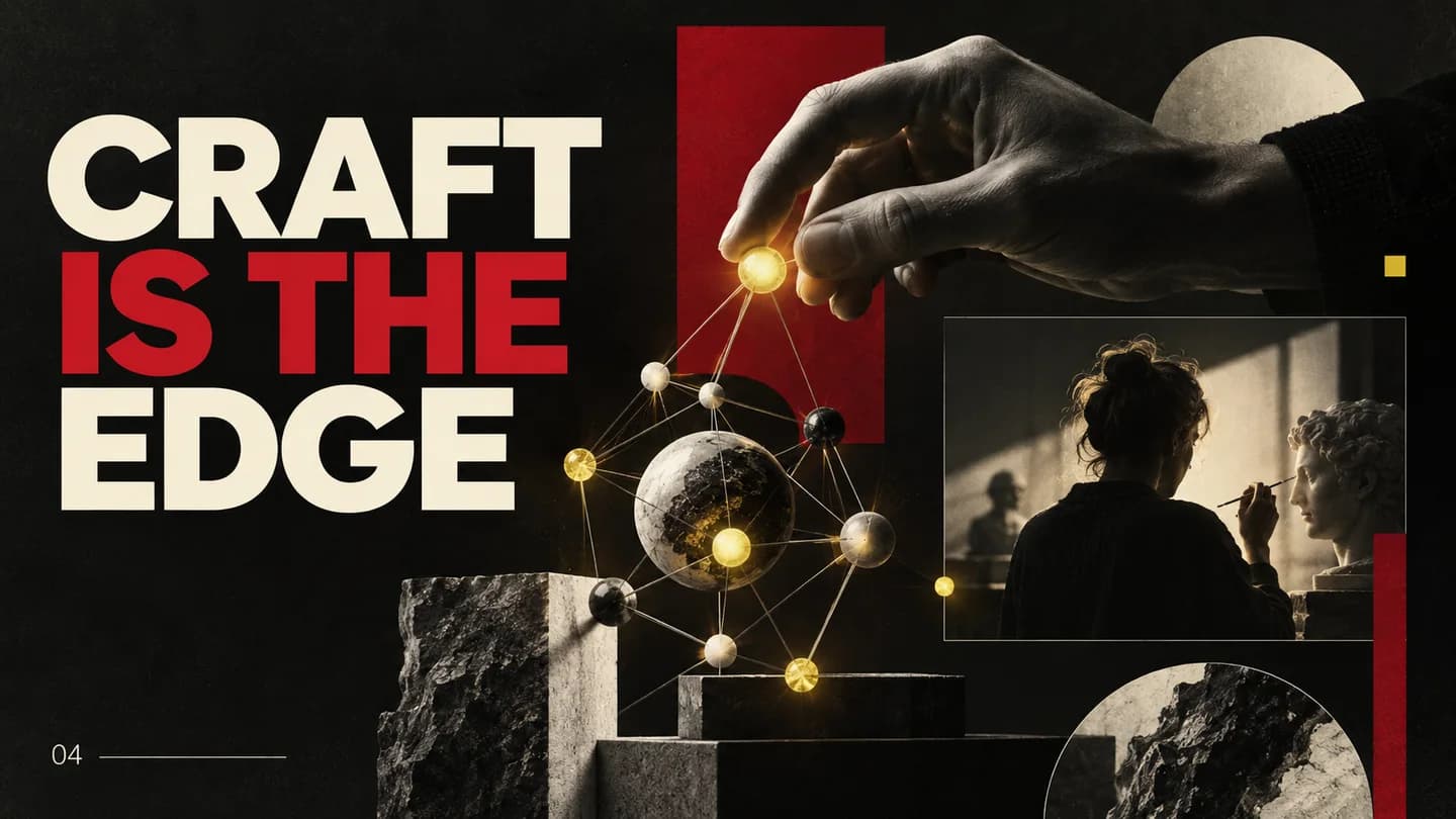 A human hand adjusts a compositing node network beside a cinematic frame.